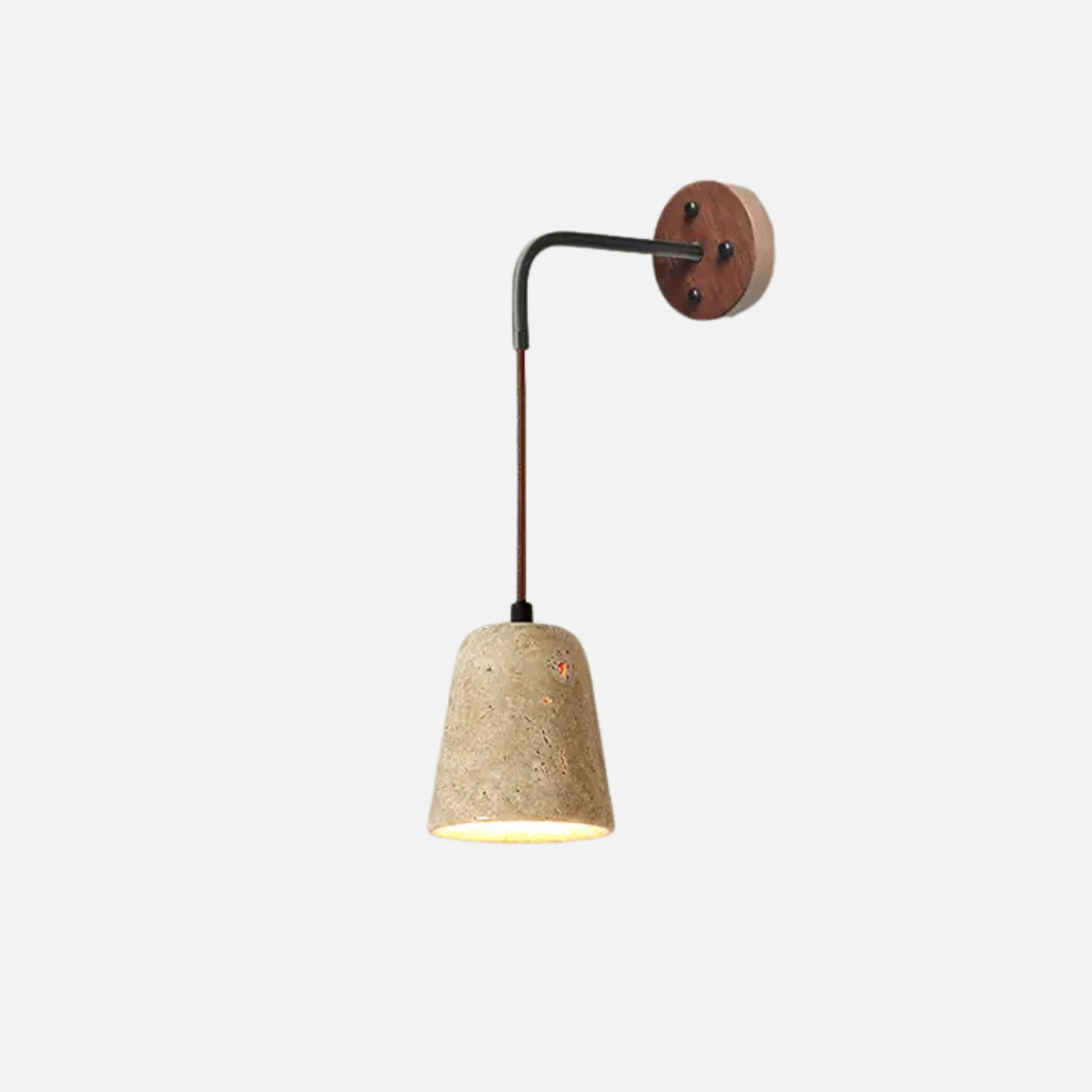 Belra wall lamp modern stone wood steel wall light